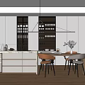 Modern Dining Table and Chair Combination Bar 3d model