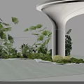 Modern Plant Combination With Tropical Greenery White Column And Gray Floor