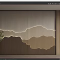 New Chinese background wall landscape grid background wall 3d model