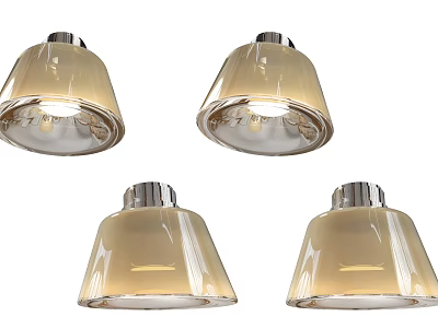 Modern Ceiling Downlights Spotlights Set With Glass Shade And Silver Base Design 3d model