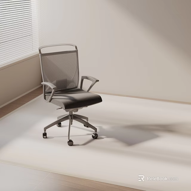 Modern Office Chair With Mesh Back Black Seat Silver Metal Frame And Wheels 3d model 