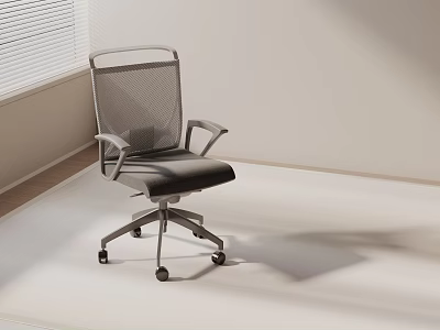 Modern Office Chair With Mesh Back Black Seat Silver Metal Frame And Wheels 3d model