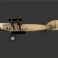 Light Wooden Biplane Passenger Airplane With Propeller Fuselage Windows And Reflection On Gray Background