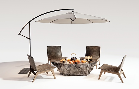 Modern Outdoor Leisure Table and Chair Outdoor Chair Leisure Chair Stove Tea Stone Table 3d model