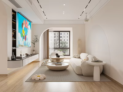 Modern Living Dining Room Interior Design With Sofa Coffee Table And TV Wall 3d model