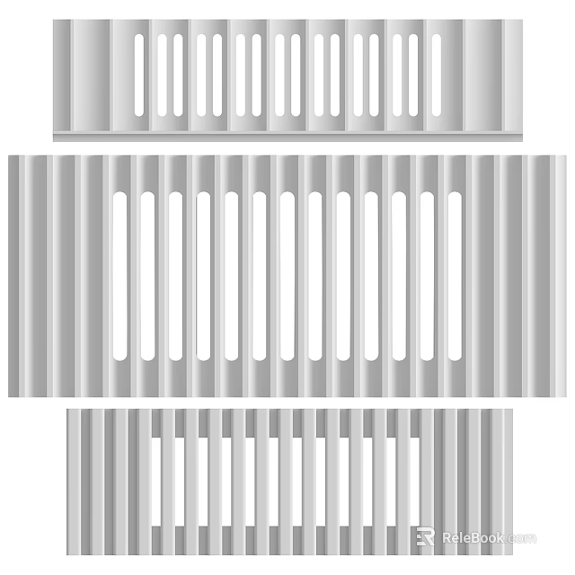 Structural Strip Components Featuring Multiple Hole Patterns And Linear Design 3d model 