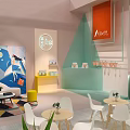Pastel Colored Clothing Store Interior With Fashion Displays Brand Signage And Seating Area