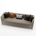 Modern Grey Multi Seater Sofa With Black Orange Brown And Striped Pillows 3d model