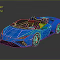 Blue Convertible Sports Car With Yellow Seats And Sleek Exterior Design