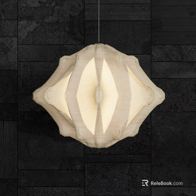 Modern Abstract Fabric Chandelier With Soft Illumination And Dark Wall Setting 3d model 