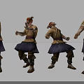Game and Movie Character in Traditional Costume with Various Action Poses