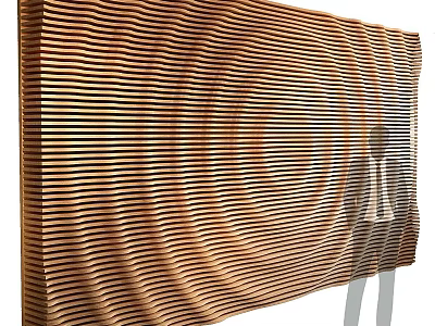 Wooden Decorative Panel With Wavy Striped Structure For Wall Art Design 3d model