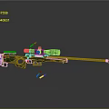 Green Tactical Sniper Rifle With Scope And Ammunition On Dark Surface 3d model