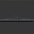 Detailed 3D Warship Model With Turrets Deck And Mast On Gray Background