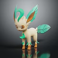 Cute Leaf Creature Character Design With Green Leaf Ears White Body And Leaf Tail 3d model