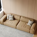 Italian Fabric Sofa Double Sofa Bean Curd Block Sofa Straight Row Sofa Square Pillow 3d model