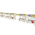 Decorative Market Stall with Flowers Fun Interesting Banner Sunflower Star Cloud Stickers and Wooden Structure