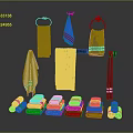 Colorful Bath Towels Folded And Hanging On Black Towel Rings For Bathroom Daily Use