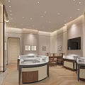 Elegant Modern Jewelry Store Interior With Glass Display Counters And Ceiling Lighting