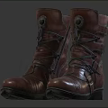 Brown Leather Boots With Lace Up Design Round Toe Thick Heel And Metal Buckle Decoration