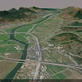 Aerial Planning of Mountainous Landscape with Lake Green Areas and Regional Road Networks