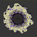 Futuristic Abstract Purple Crystal Structure With Yellow Base And Spiky Appendages