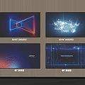 Modern TVs Displaying Tech Graphics Block Chain Innovate Themes And Neon Effects 3d model