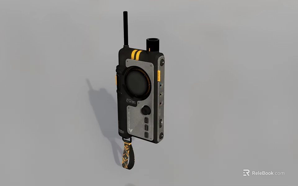 Smart Machine Handheld Communication Device With Antenna Display Buttons And Lanyard 3d model 