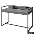 Modern Office Desk With Wooden Top And Metal Frame Drawers Compartments