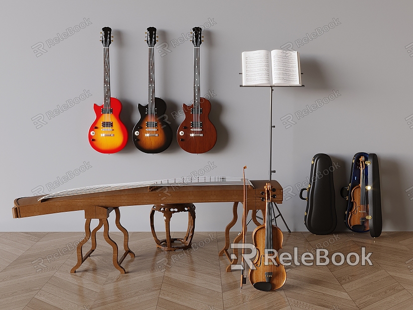 Guzheng Guitar Violin Musical Instrument Combination model