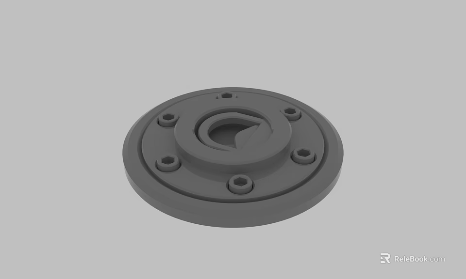 Circular Gray Mechanical Component With Central Hole And Multiple Bolt Holes 3d model 