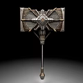 Medieval War Hammer With Intricate Metal Head Wooden Handle And Decorative Patterns