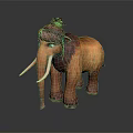 3D Render Of Mammoth With Brown Fur White Tusks And Topknot Standing On Dark Background