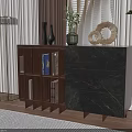 Elegant Entryway Cabinet And Side Cabinet With Marble Surface And Decorative Items 3d model