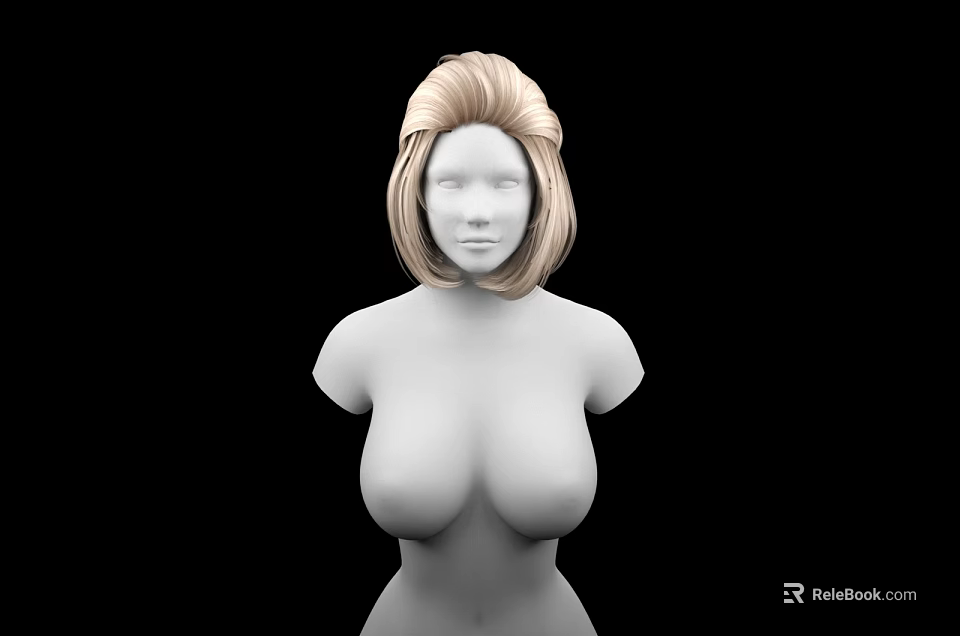 Game and Movie Character 3D Model with Blonde Short Hair Upper Body and Black Background 3d model 
