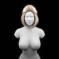 Game and Movie Character 3D Model with Blonde Short Hair Upper Body and Black Background