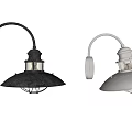Black and White Industrial Style Wall Lamps With Curved Arm And Metal Cage
