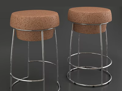 Bar Stools with Cork Seats and Metal Legs Modern Design for Kitchen or Bar 3d model