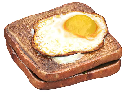 Delicious Toasted Sandwich With Fried Egg On Crispy Bread Slices 3d model