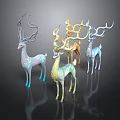 3D Rendered Colorful Deer Group With Glowing Effects And Various Colors
