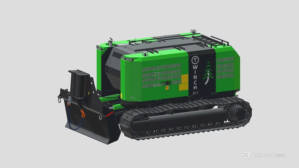 Green Wirtgen Tracked Construction Machine With Heavy Duty Tracks And Structure 3d model