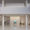 Bright Modern Office Reception Lobby With Polished Floor Warm Sunlight And Elegant Minimalist Interior Design