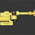 Detailed Yellow Robotic Arm Game Movie Character With Articulated Joints And Gripper Tool