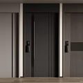Modern Black Security Door With Vertical Stripes And Black Door Handles In Indoor Entrance