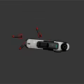 Futuristic Sci Fi Gun in White Black With Red Accents and Bullets