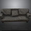 Patterned Three Seater Sofa With Accent Pillow And Wooden Base Design