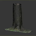 Natural Wooden Tree Stump Decorative Art With Green Silver Stone Base Design