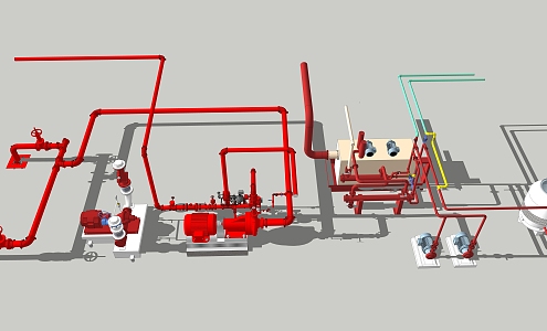 Modern fire fighting equipment fire pipe pressure gauge pump 3d model