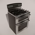 Modern Stainless Steel Gas Stove With Double Oven And Control Panel Kitchen Appliance