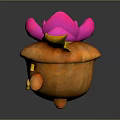 Cute Cartoon Character With Orange Body Pink Yellow Flower Head And Lightning Element